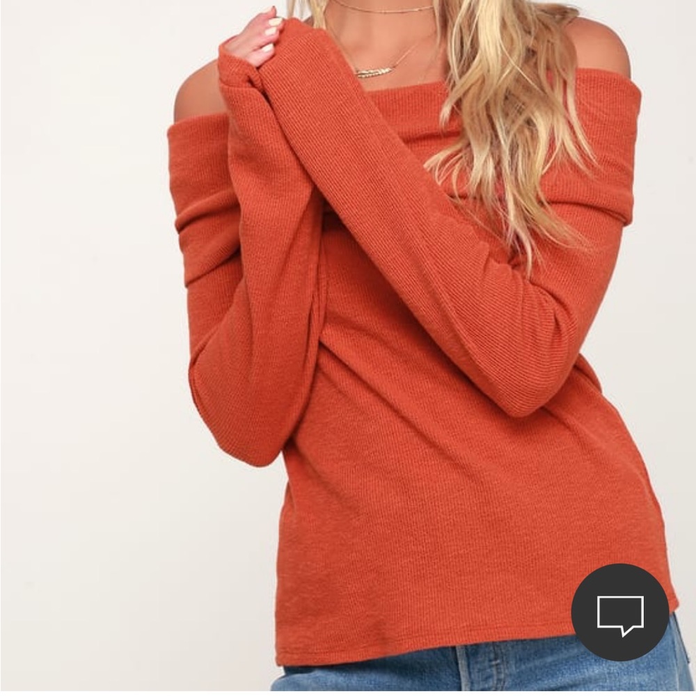 Orange off the shoulder light sweater